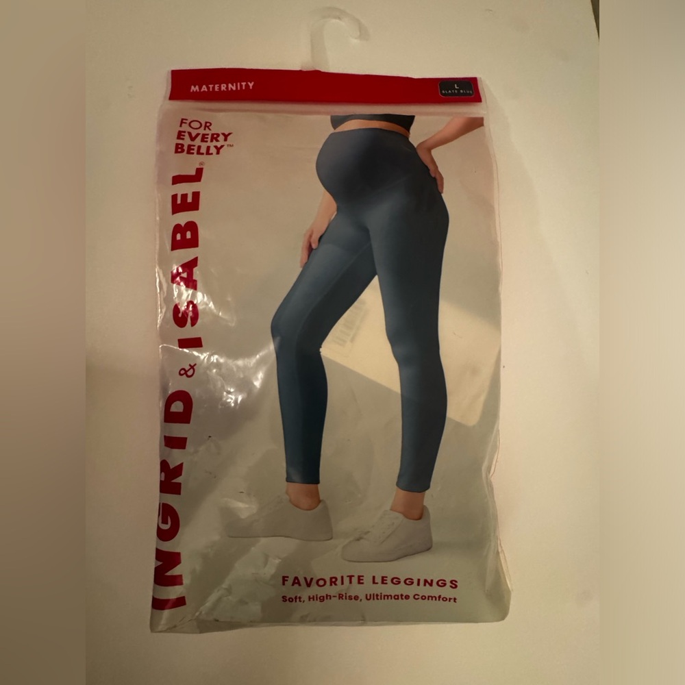 Ingrid & Isabel Maternity High-Rise Leggings in Slate Blue